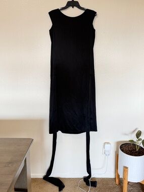 Yohji Yamamoto little Black Sleeveless midi silk goth dress made in Japan